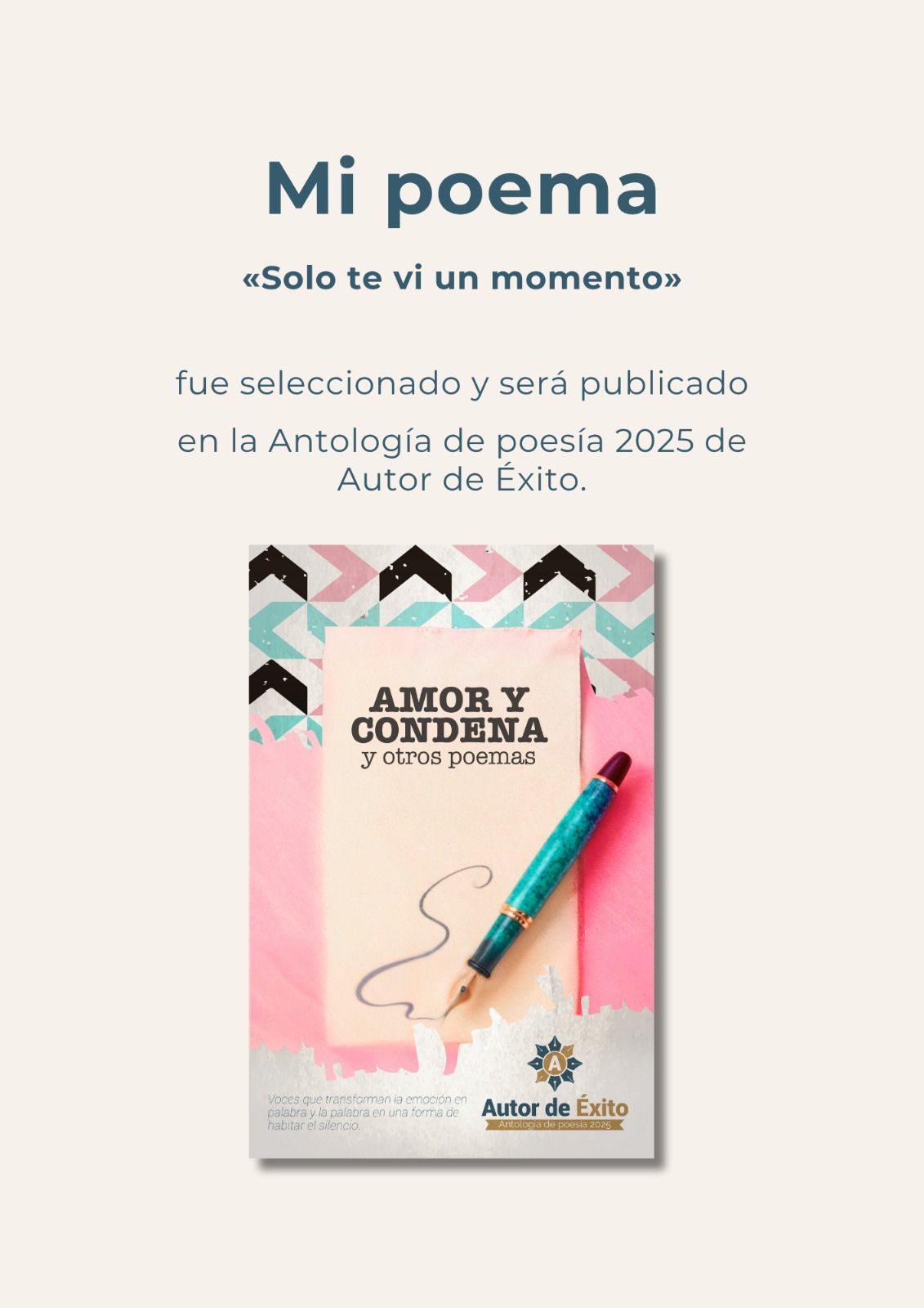Página del poema Solo te vi un momento